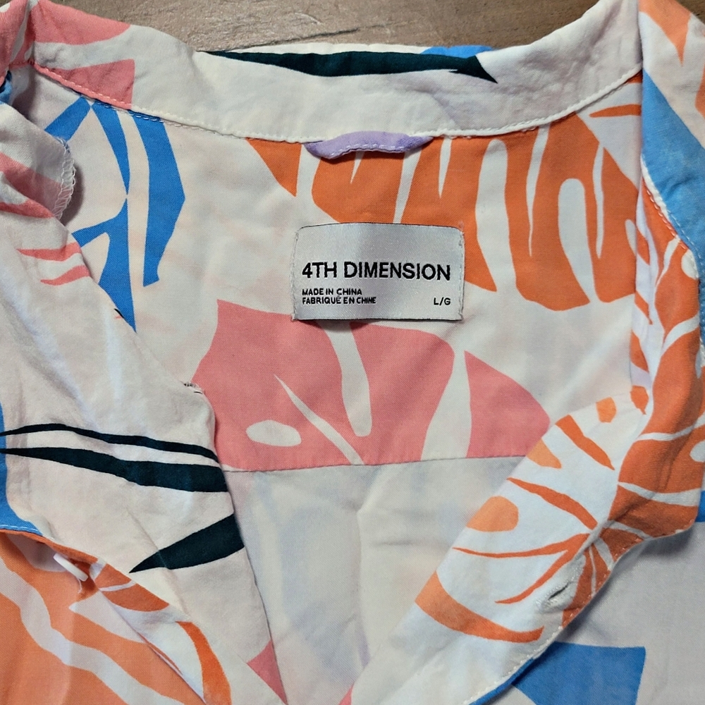 4th Dimension Ying Yang And Leaf Button Up Shirt … - image 3